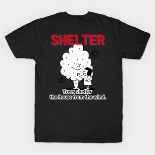 shelter ,Trees shelter  the house from the wind. T-Shirt